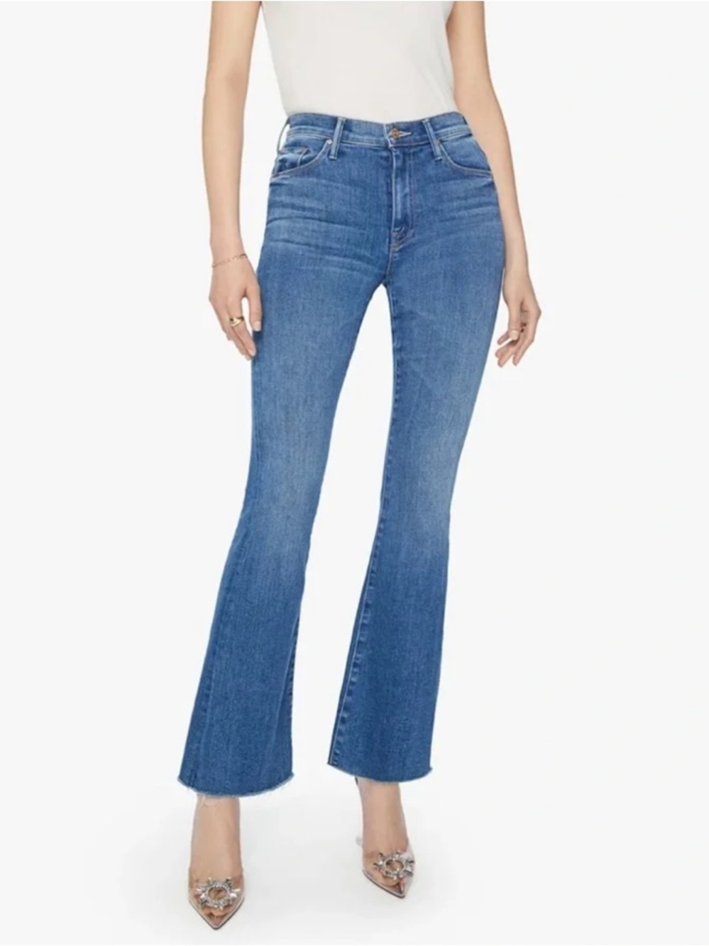 MOTHER Blue High-Rise Flare Jeans